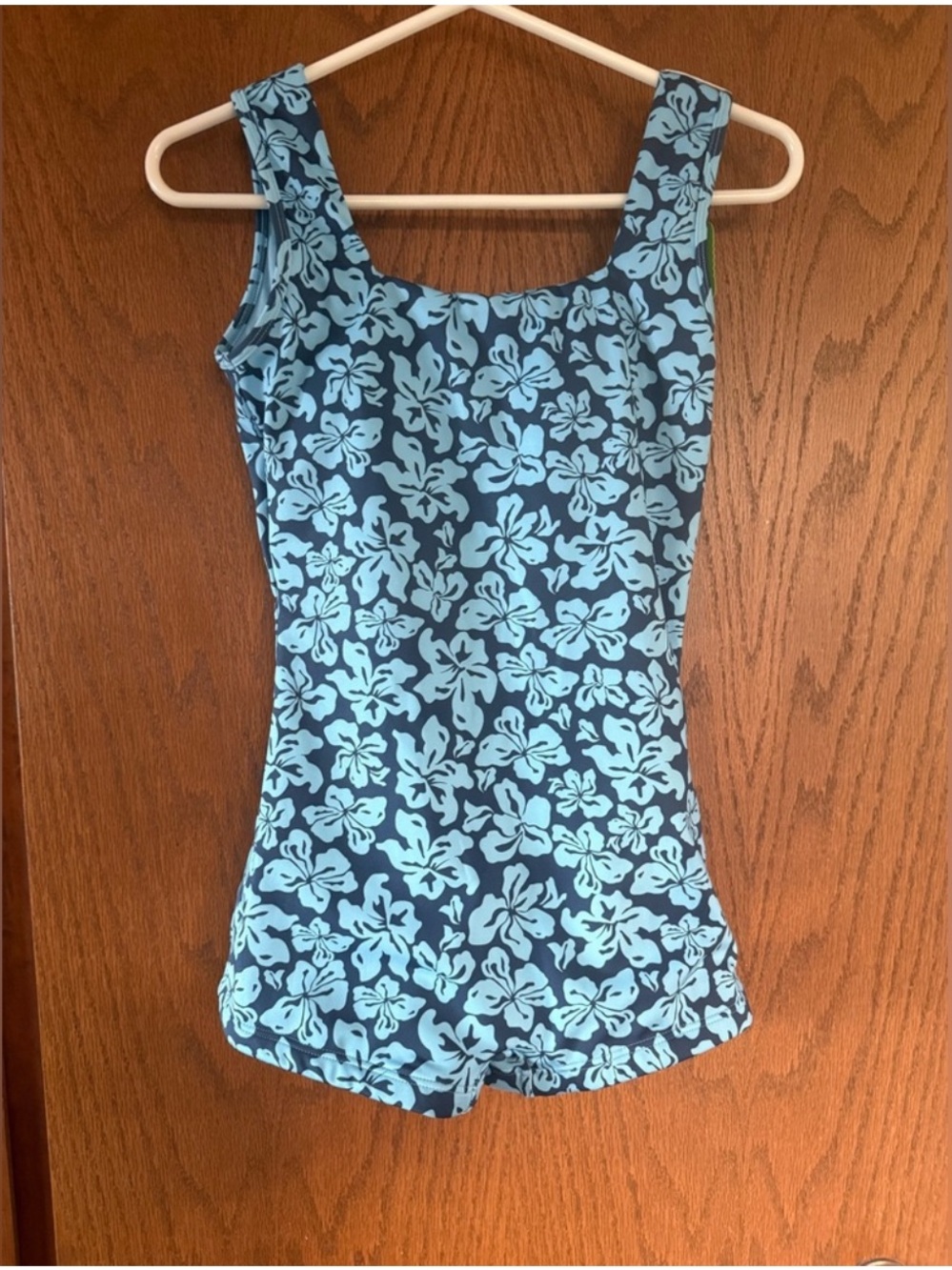 SUNWARD BOUND Shortie Surf Floral Blue one piece Shorts Swimsuit, Size 14